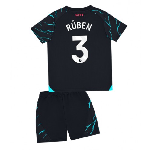 Echipament fotbal Manchester City Ruben Dias #3 Tricou Treilea 2023-24 pentru copii maneca scurta (+ Pantaloni scurti)